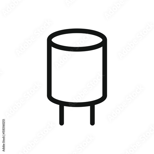 Capacitor line icon, electrolytic capacitor electronic component vector symbol with editable stroke