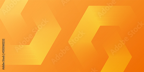 Abstract orange background with glowing geometric lines. Modern shiny yellow hexagon lines pattern. Technology futuristic concept. Suit for poster, banner, brochure, cover, flyer. Vector illustratio