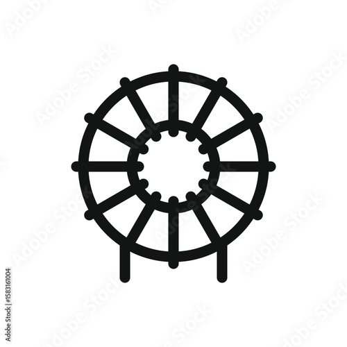 Ferrite core inductor line icon, toroidal inductor electronic component vector symbol with editable stroke
