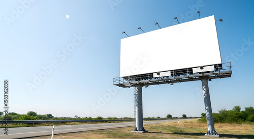 Large Empty Outdoor Billboard on Clear Sky Day in Rural Area
