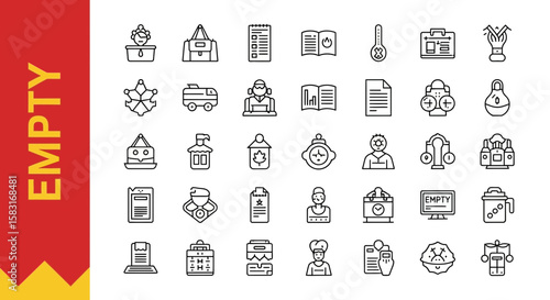 25 Empty Line Icons: Void, Absence & Minimalism Outline Concepts