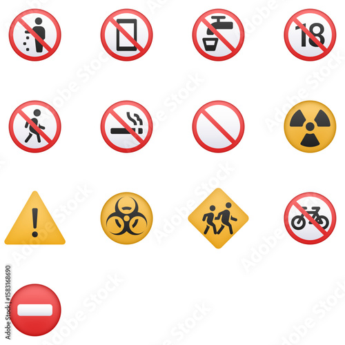 Set of Warning Emoji icons	
