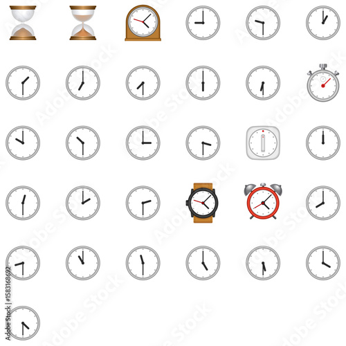 Set of Time Emoji icons	
