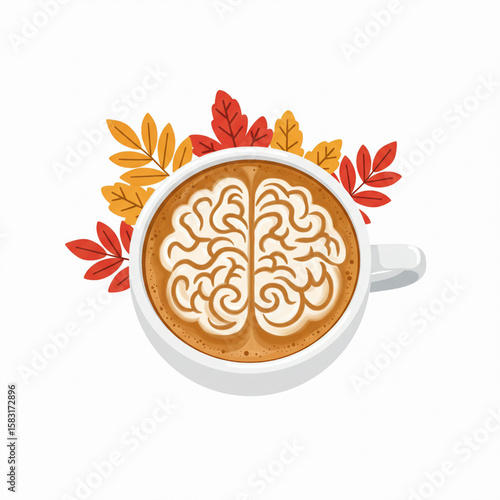 Cup of coffee with brain-shaped froth