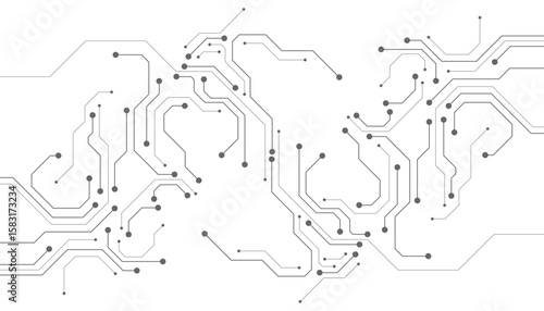 Abstract technology circuit diagram on white background.High tech circuit board connection system.Vector abstract technology on white background.
