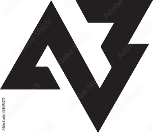Abstract Monogram Logo with Letter A and Z Combination in Black