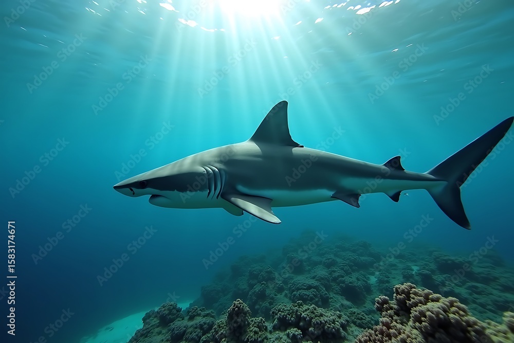 Fototapeta premium Shark Pair in Deep Ocean