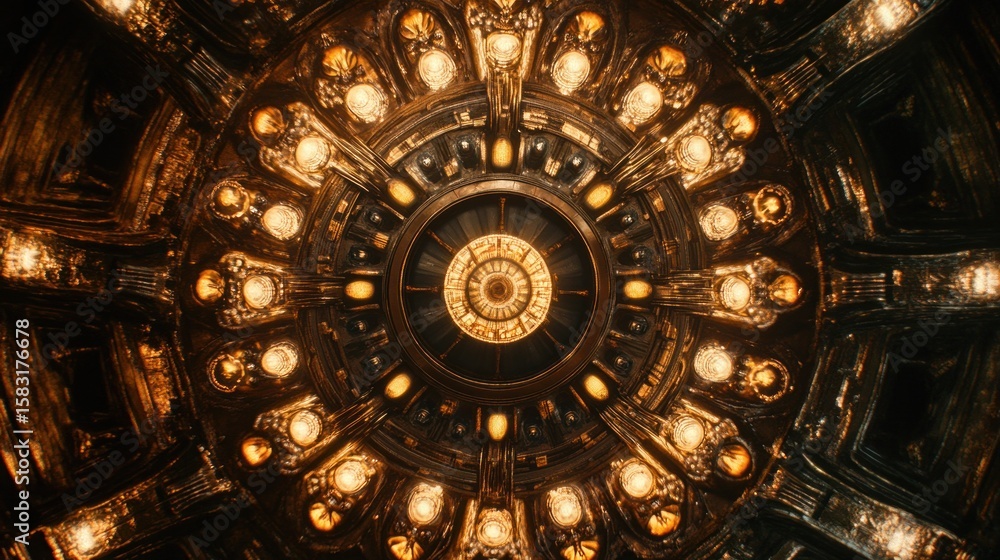 Fototapeta premium Ornate ceiling design with lights