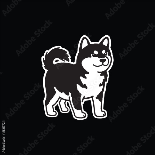 Cartoon pig vector illustration cute animal design graphic art piglet drawing farm animal black and white