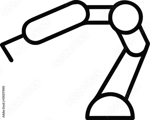 Robotic Arm Icon, Industrial Automation Technology, Mechanical Engineering Design, Manufacturing Process Illustration, Line Art Graphic,...