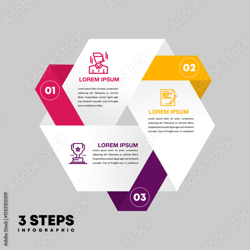 Vector triangle element for infographic. Template for cycling diagram, graph, presentation. Business concept with 3 options, parts, steps or processes.