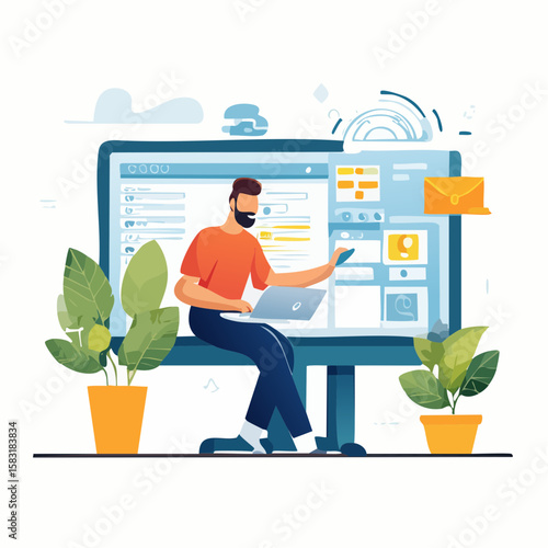 AI-powered web development and programming. A software developer coding with artificial intelligence support, ideal for content about machine learning, AI-assisted coding, next-gen tech solutions