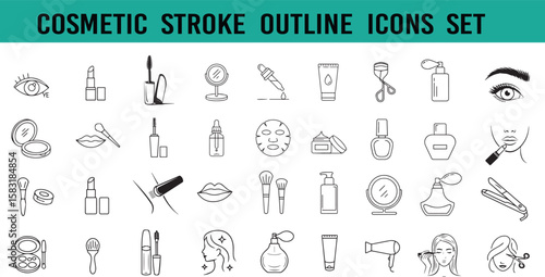 cosmetic editable stroke outline icons set, Organic, natural, vegan, cruelty free, collagen, anti age, antioxidant cosmetic, icon, free, vegan, organic, skin, eco, product