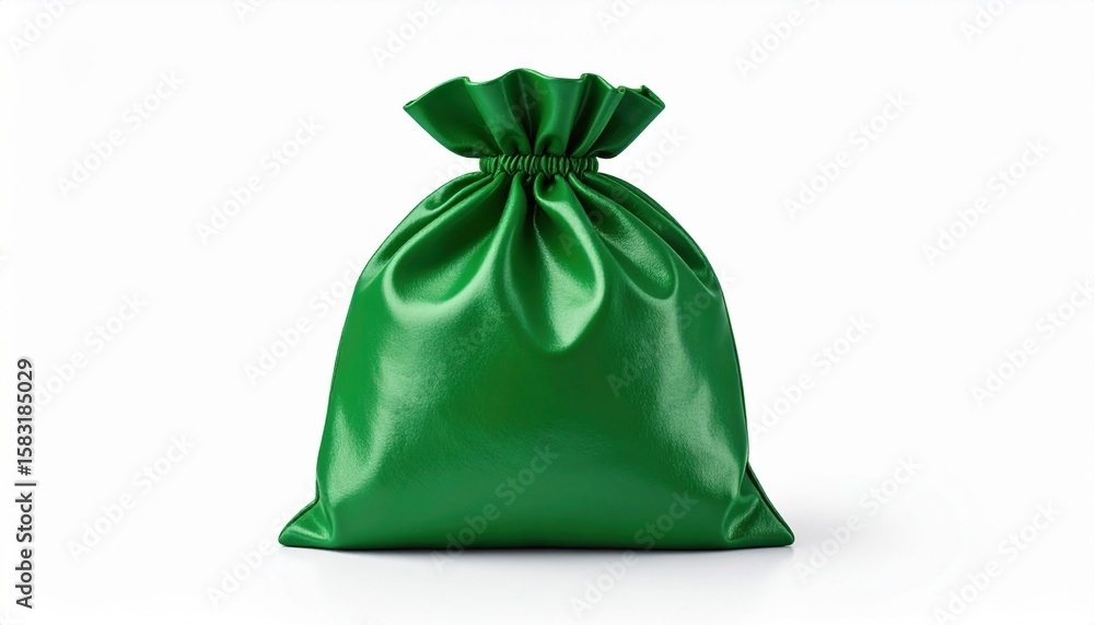 Lush Luxe: Green Drawstring Bag on White Lush Luxe: Green Drawstring Bag on White