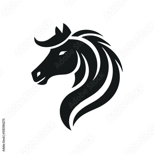 Simple black vector logo icon of horse head