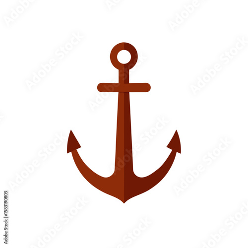realistic old ship anchor with rust on white 