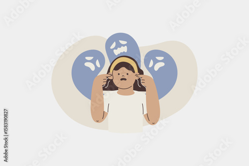 Person Experiencing Schizophrenia and Auditory Hallucinations Illustration