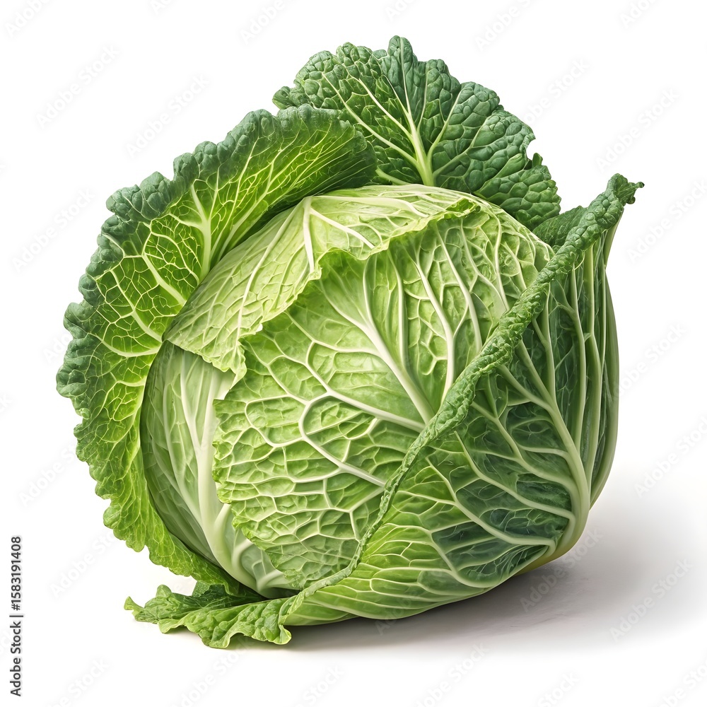 Obraz premium Pointed Cabbage – Unique Cone-Shaped Green on White Background