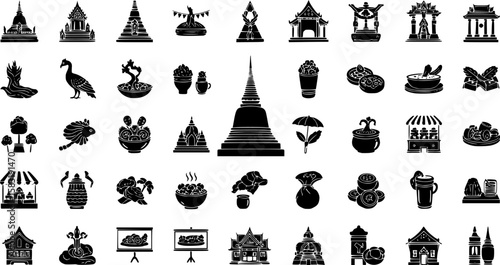 Thai land Icon set Vector Illustration on white Background
