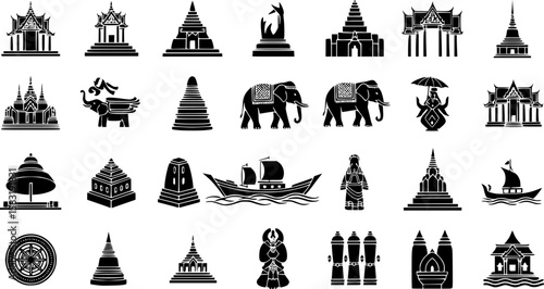 Thai land Icon set Vector Illustration on white Background
