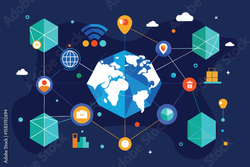 Global network connections representing international business communication and worldwide data sharing in a modern digital age