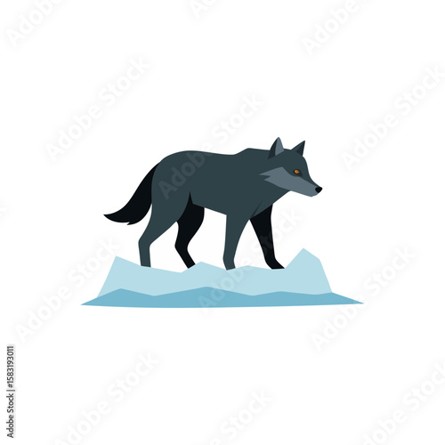 realistic wolf prowling icy tundra on white 