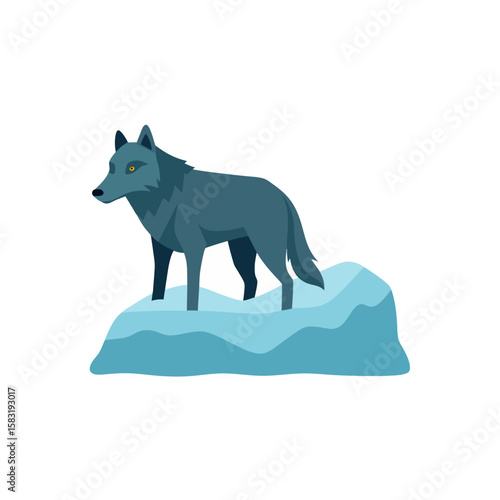 realistic wolf prowling icy tundra on white 