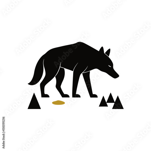 realistic wolf sniffing ancient trail markers 