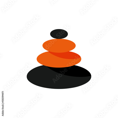 stack of three smooth pebbles on white background  