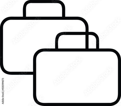 Two Overlapping Suitcases: A Simple Line Art Icon Design for Travel, Business, and More