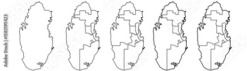 Qatar map – vector illustration of regions, districts, and urban areas