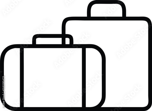 Simple Line Art Illustration of Two Suitcases, One Large and One Small, Perfect for Travel or Vacation Themes.