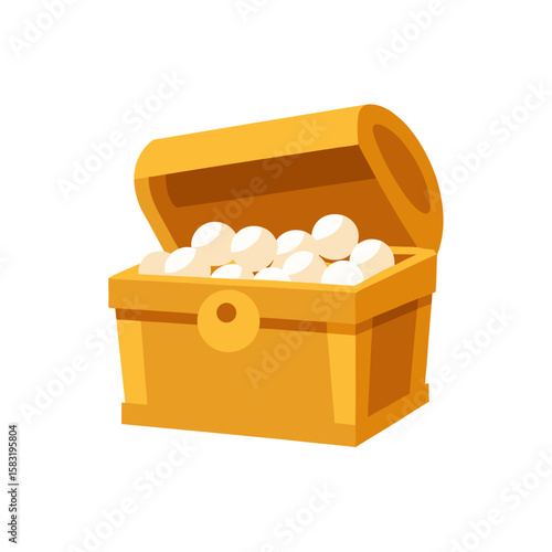 treasure chest spilling over with pearls on white  