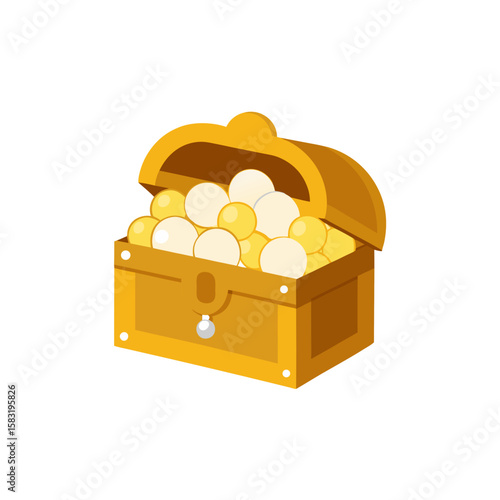treasure chest spilling over with pearls on white 