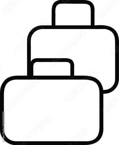 Simple Line Art Icon of Two Stacked Suitcases for Travel and Vacation Planning Design Elements.