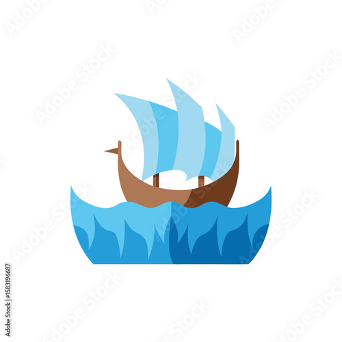 viking longship frozen into glacier on white 
