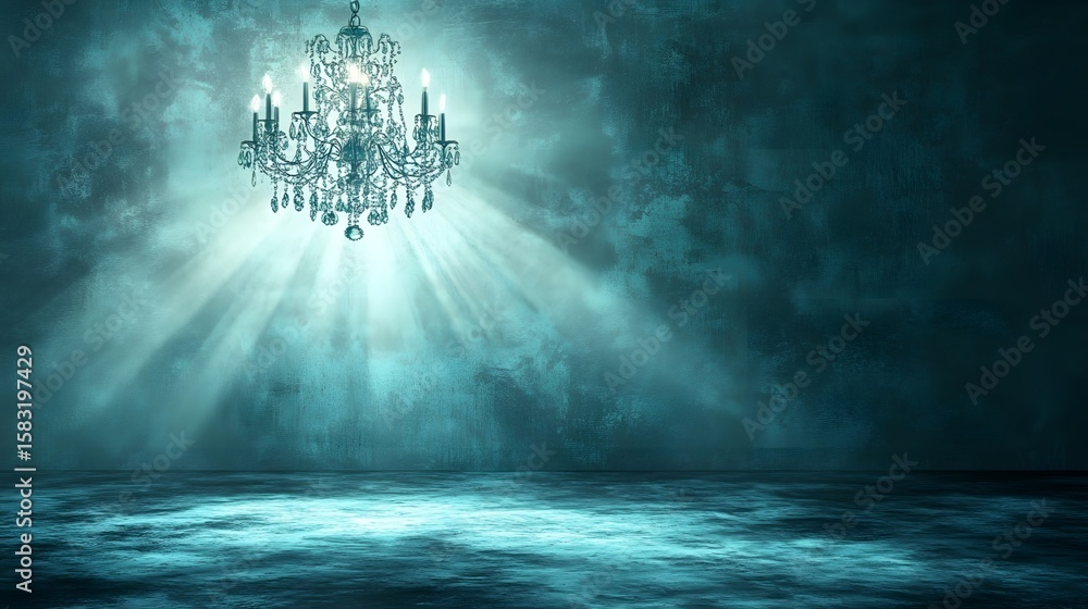 Fototapeta premium The warm night under the light and shadow of the chandelier