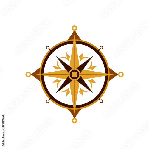 vintage compass with ornate design on white 