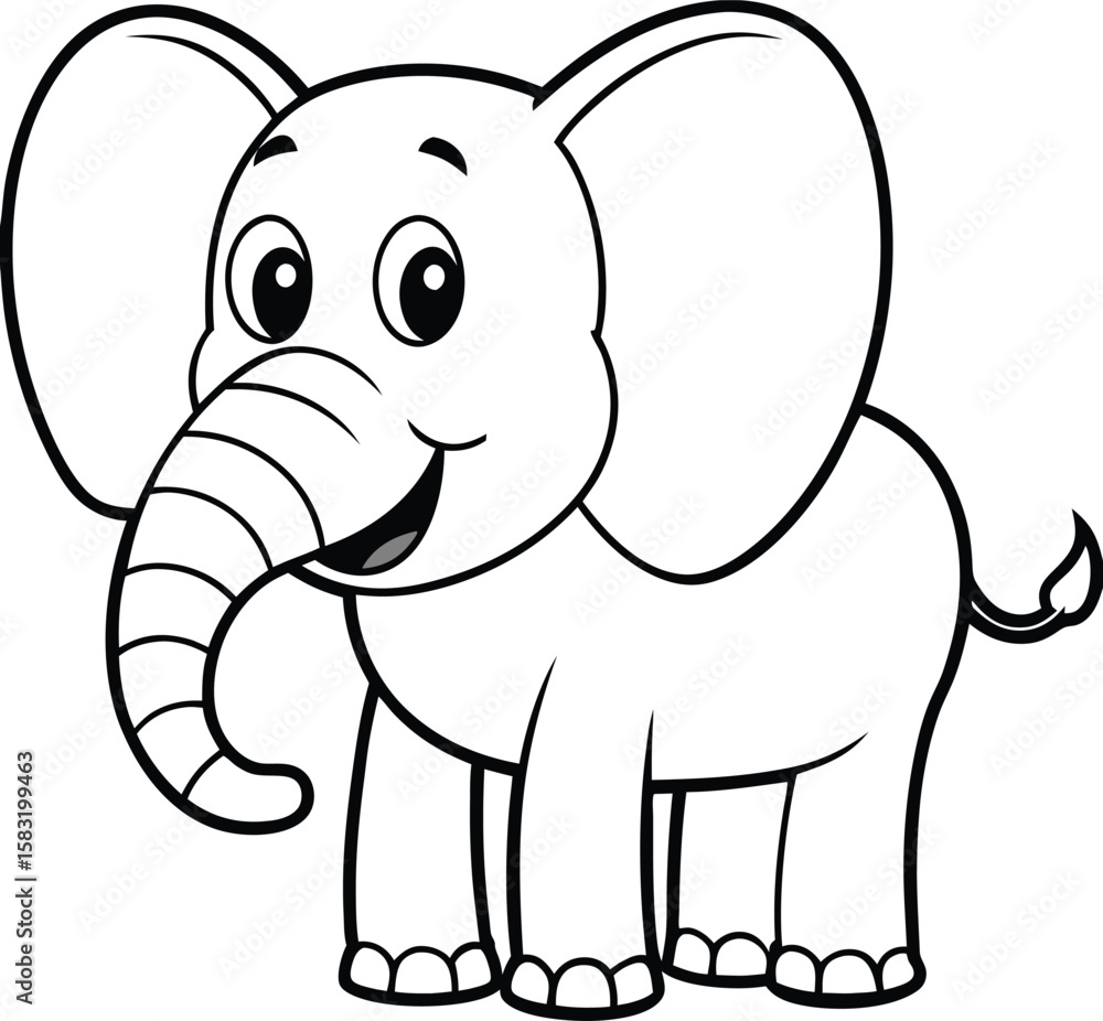 Fototapeta premium Playful Elephant Cartoon Outline with Open Mouth for Engaging Content