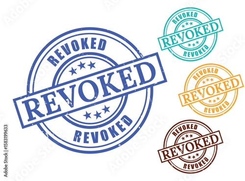 Revoked Grunge Rubber Stamp Collection, Official Cancellation Vector Set  
