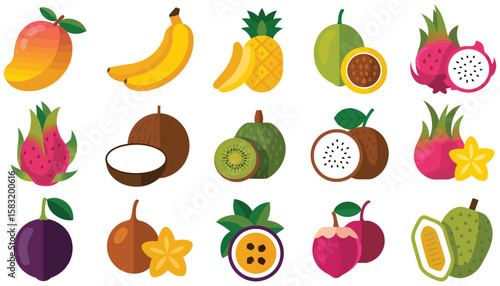 A vibrant collection of fresh and healthy fruits and vegetables, including apples, bananas, oranges, pears, strawberries, lemons, cherries, watermelons, pineapples, plums, peaches, kiwis, raspberries,