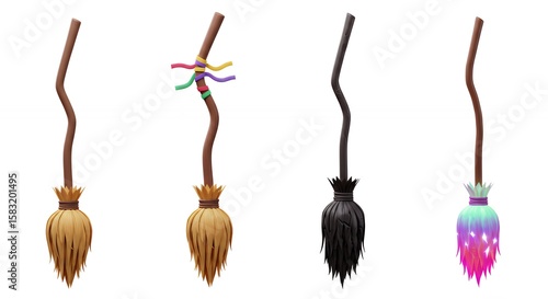 Cartoon brooms illustration