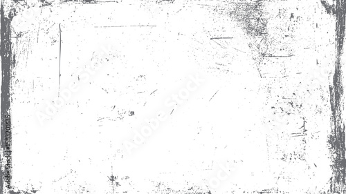 Grunge texture with scratched vintage frame and weathered edge. Dirty white worn surface with distressed retro overlay look.