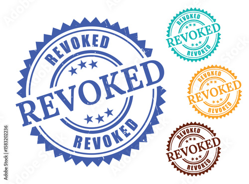 Revoked Label Stamp Collection, Grunge Style Compliance Denial Set  
