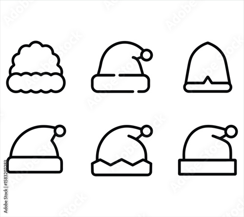 Santa Hat Isolated Silhouettes