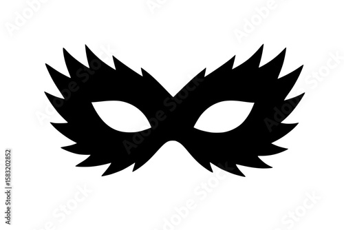 Artistic Black Silhouette of a Decorative Mask on white background