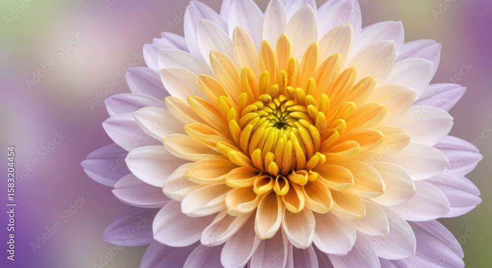 Obraz premium Close up of a bicolor dahlia flower with yellow and purple petals
