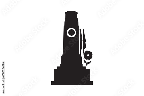 Cenotaph silhouette vector art illustration on white background