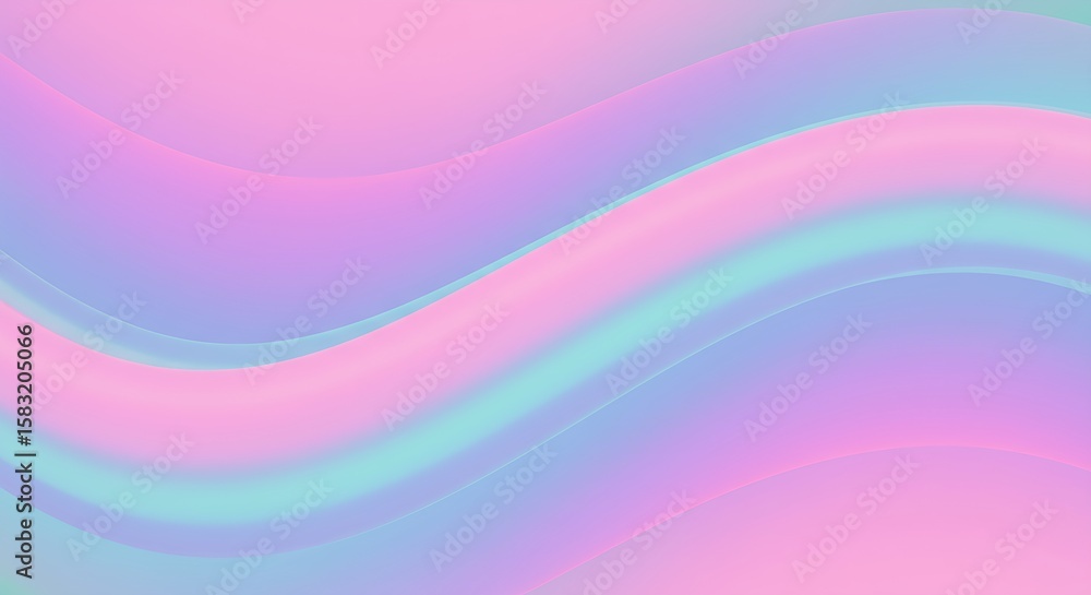 Obraz premium Smooth pastel gradient wave abstract background with soft 3D fluid shapes in gentle colors