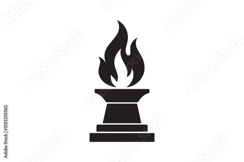 Eternal flame silhouette vector art illustration on white background